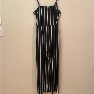 Black and white striped jumpsuit